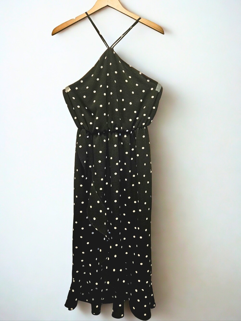 Lush Black and White Polka Dot Midi Dress